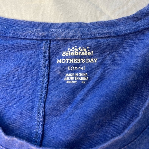 Blue Short Sleeve Tee with Happy Mama Print - Picture 3 of 7